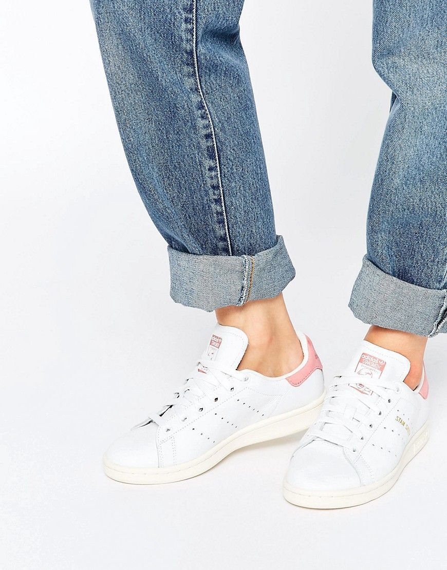 Adidas Stan Smith Branco com Rosa Bebe Adidas Stan Smith Branco com Rosa Bebe